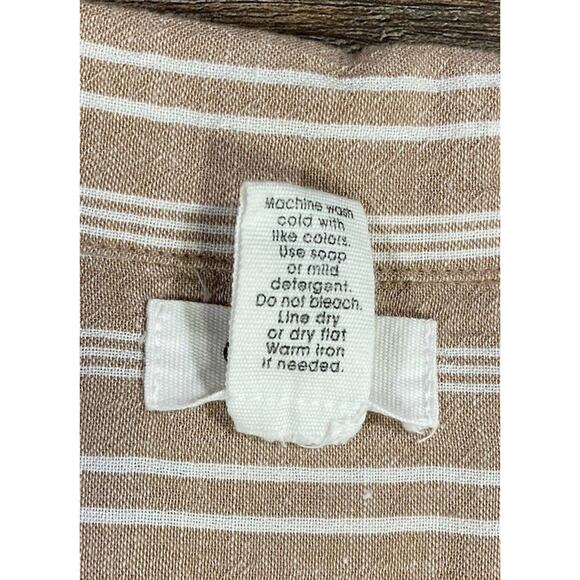 Japna Tan & Cream Collared Striped Button Down Short Sleeve Shirt Dress Sz S - Picture 3 of 6